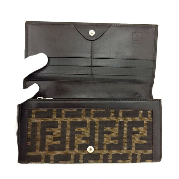Fendi Zucca Canvas Leather Bifold Long #89078F81 - Picture 5 of 8